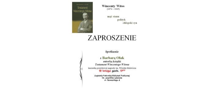 Spotkanie z panią Barbarą Olak - zaproszenie