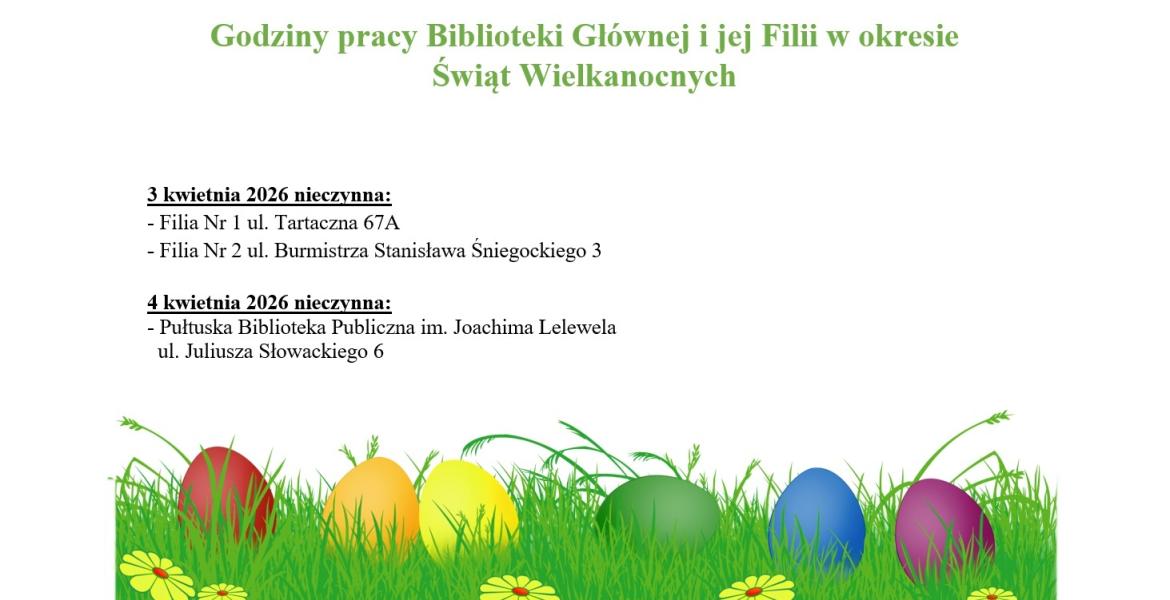 Godziny pracy Biblioteki Głównej i jej Filii w okresie Świąt Wielkanocnych